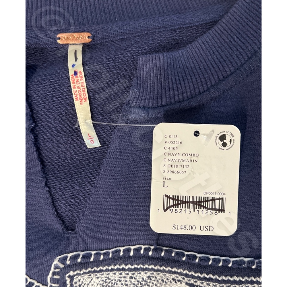 Free People Rose Embroidered Sweatshirt 25 - Picture 7 of 10